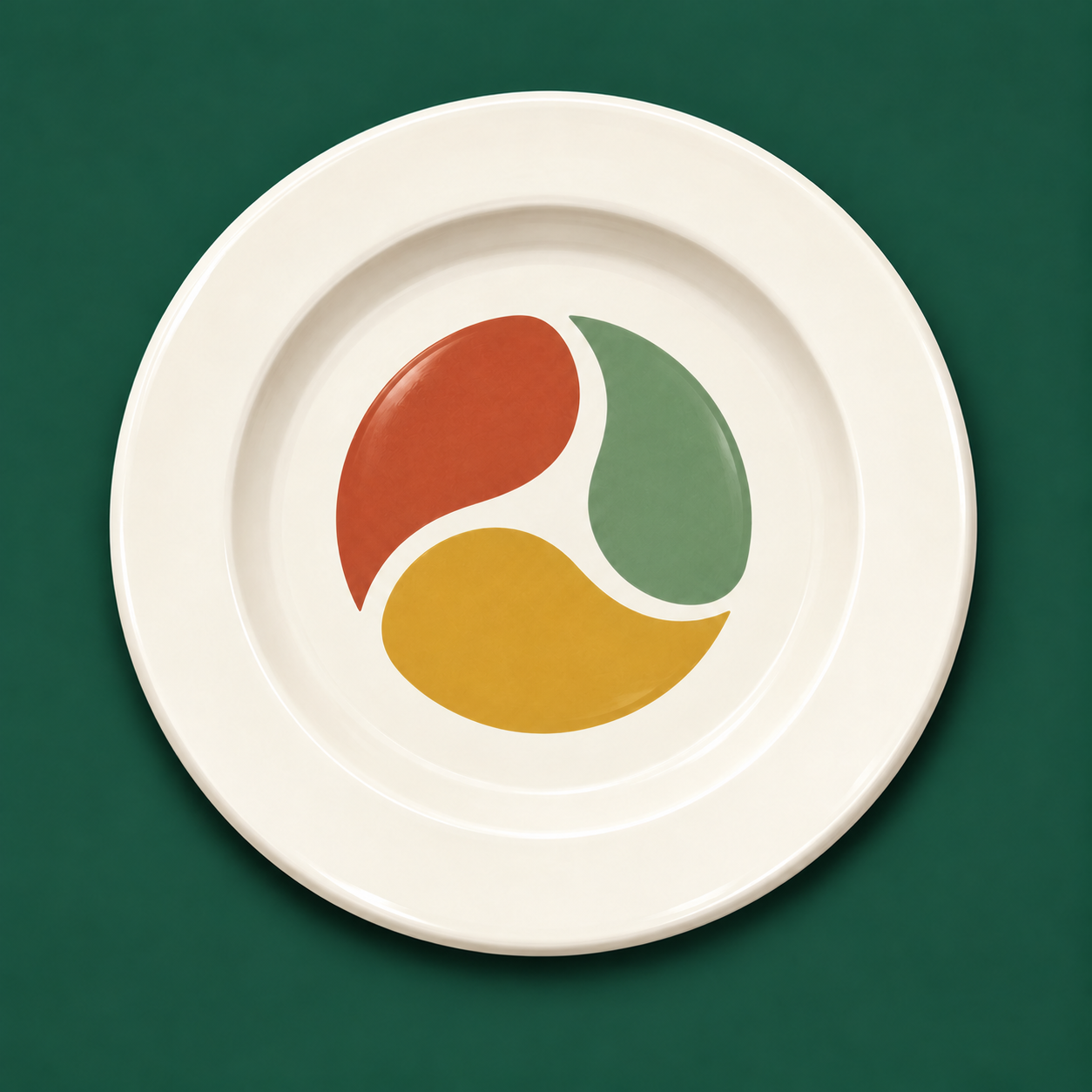 Bring a Plate logo: an ivory ceramic plate with terracotta, sage and mustard shapes